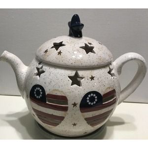 Stars and Stripes Tea Pot Candle Cover Light